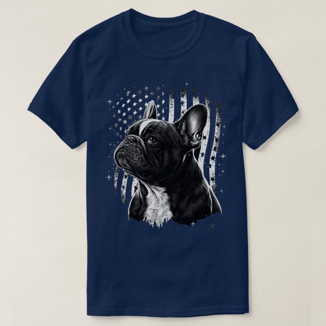 Camiseta Bulldog francés 4 de julio de 3 (Diseño del anverso)