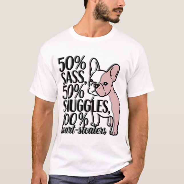 Camiseta Bulldog francés - 50% de pulgas, 50% de pulgas, 10 (Anverso)