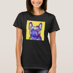 Camiseta Bulldog francés acuarela sobre fondo amarillo