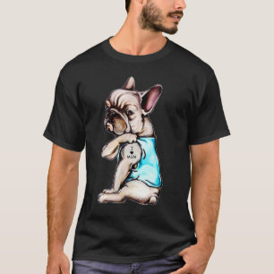 Camiseta Bulldog Francés Amo a Mamá Tatuado Perro Mami