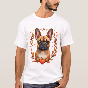 Camiseta Bulldog Francés Antiguo con Corona de Hojas de Oto