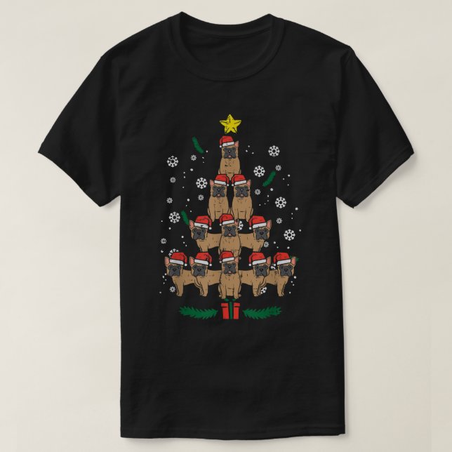 Camiseta Bulldog francés Árbol de Navidad Perro francés Nav (Diseño del anverso)