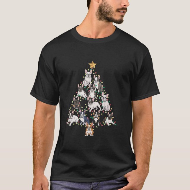 Camiseta Bulldog francés Árbol de Navidad Perro Frenchie Na (Anverso)