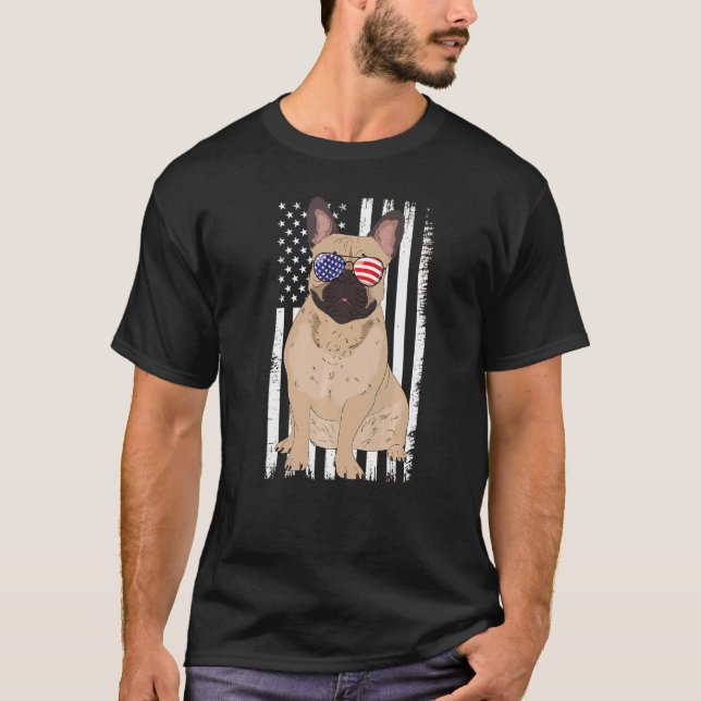 Camiseta Bulldog francés Bandera Americana Bulldog Patriota (Anverso)