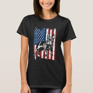 Camiseta Bulldog Francés Bandera Estadounidense Distorsiona