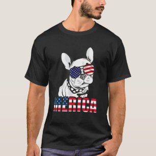 Camiseta Bulldog Francés Bandera Estadounidense Merica 4 De