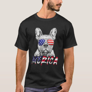 Camiseta Bulldog Francés Bandera Estadounidense Merica 4 De