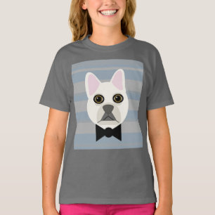 Camiseta Bulldog Francés Blanco, Rayas