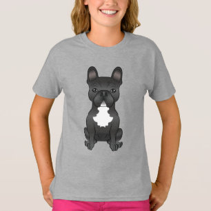 Camiseta Bulldog francés blanco y negro adorable perro de c