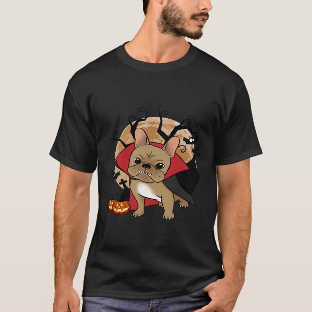 Camiseta Bulldog francés| Bruja de calabaza de Halloween (Anverso)