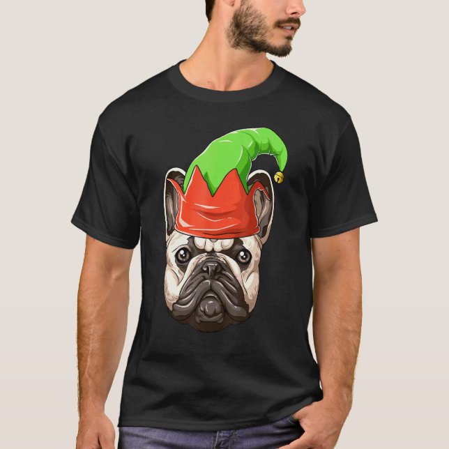 Camiseta Bulldog francés Bulldog Elf Gorras Navidades (Anverso)