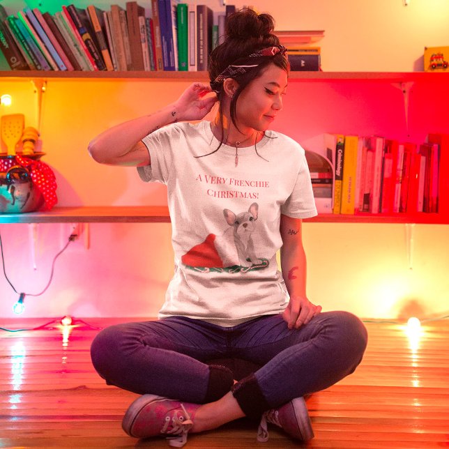 Camiseta Bulldog francés cachorro en Gorra de Santa (Subido por el creador)