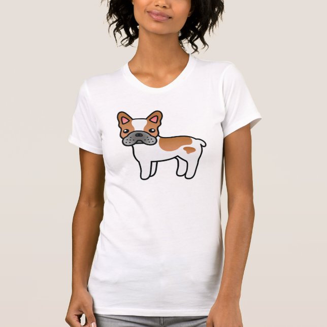 Camiseta Bulldog Francés Cartoon Piebald Rojo (Anverso)