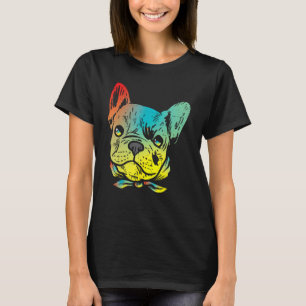 Camiseta Bulldog francés colorido Face Frenchie Dog Lover O