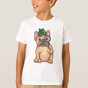 Camiseta Bulldog francés como detective con vidrio de magni