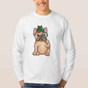 Camiseta Bulldog francés como detective con vidrio de magni