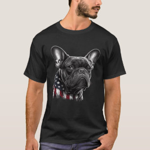 Camiseta Bulldog Francés Con Bandera Estadounidense En Esta