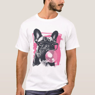 Camiseta Bulldog francés con gafas chicle