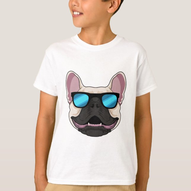 Camiseta Bulldog francés con gafas de sol (Anverso)