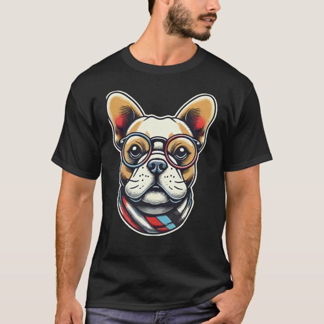Camiseta Bulldog Francés Con Gafas Frenchie (Anverso)