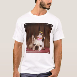 Camiseta Bulldog francés con la magdalena del cumpleaños