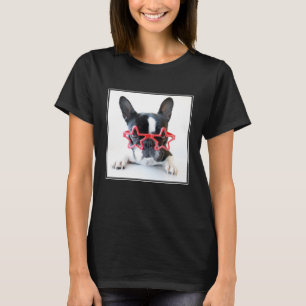 Camiseta Bulldog francés con los vidrios rojos de la