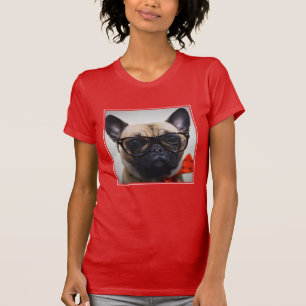 Camiseta Bulldog francés con los vidrios y la pajarita