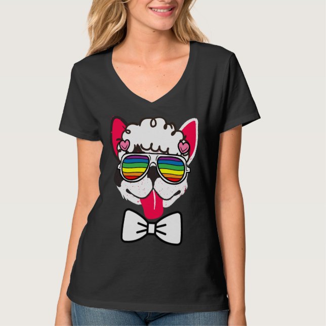 Camiseta Bulldog francés con sonrisa de Albert Einstein (Anverso)