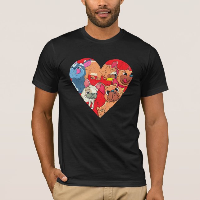 Camiseta Bulldog francés Corazón de Perro Cute (Anverso)