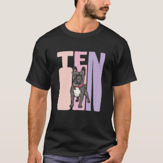 Camiseta bulldog francés de 10 años Frenchie Lover Cumpleañ