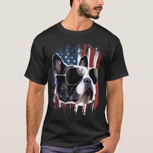 Camiseta Bulldog francés de bandera estadounidense de Bulld (Anverso)