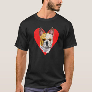 Camiseta Bulldog francés de corazón rojo lindo
