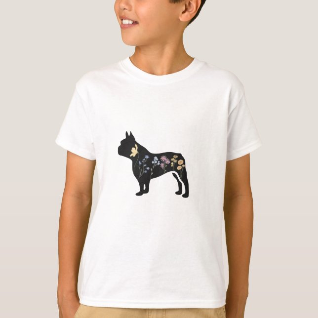 Camiseta Bulldog francés de flores silvestres (Anverso)