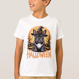 Camiseta Bulldog Francés De Halloween Con Gorra De Brujas Y