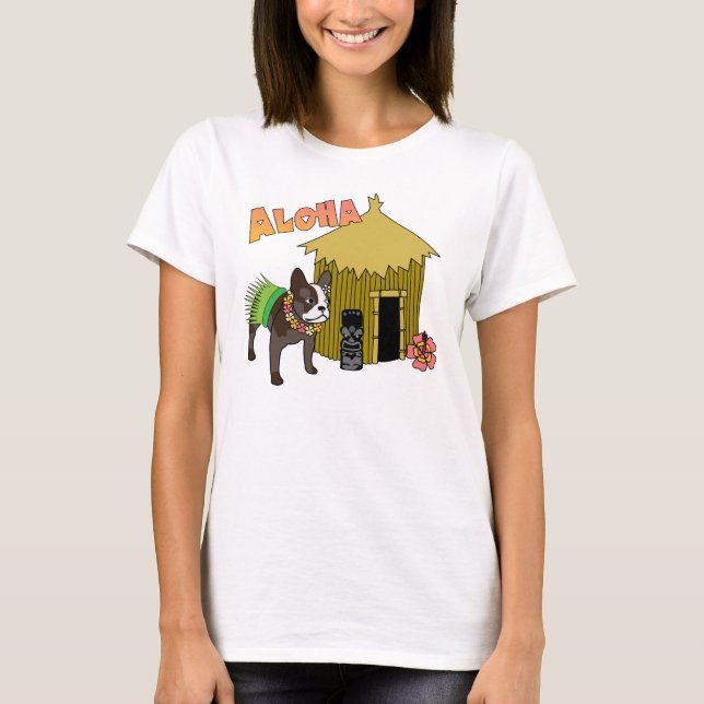 Camiseta Bulldog francés de Hawái (Anverso)