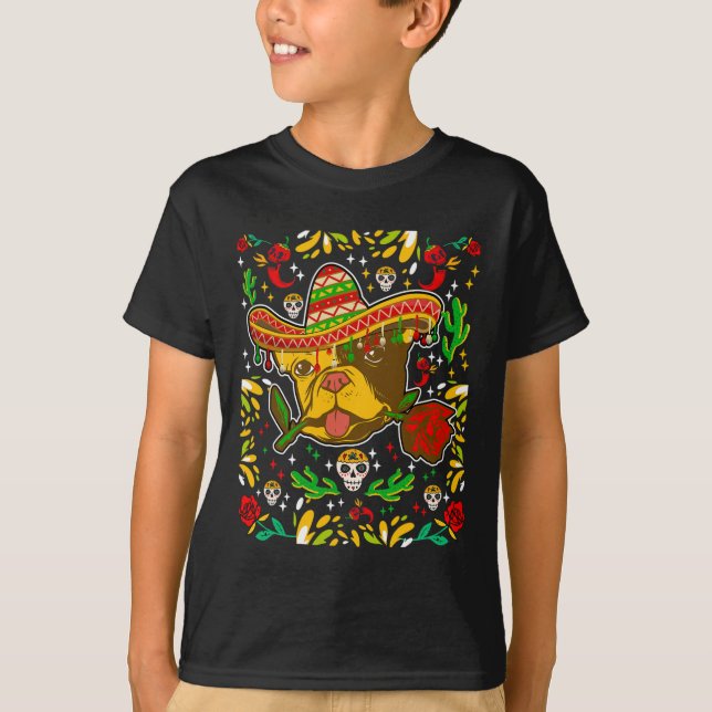 Camiseta Bulldog francés De Mayo Frenchie Sombrero 5 de may (Anverso)