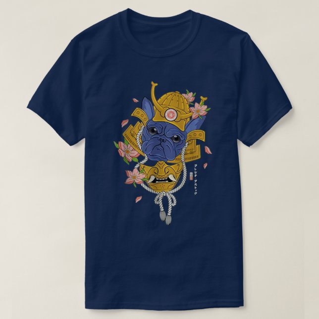 Camiseta Bulldog francés de Samurai florió a guerrero japon (Diseño del anverso)