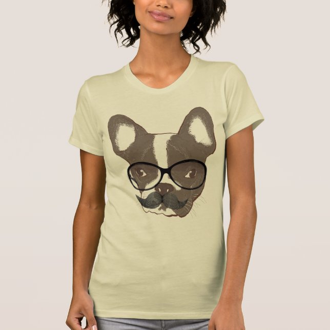 Camiseta Bulldog francés del bigote elegante (Anverso)