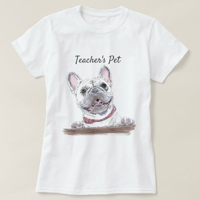 Camiseta Bulldog francés: dibujo de perro feliz personaliza (Diseño del anverso)