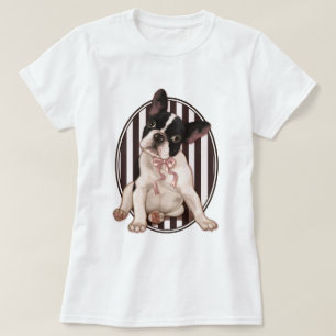 Camiseta Bulldog francés elegante y rayas clásicas