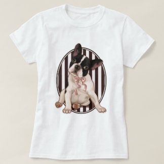 Camiseta Bulldog francés elegante y rayas clásicas