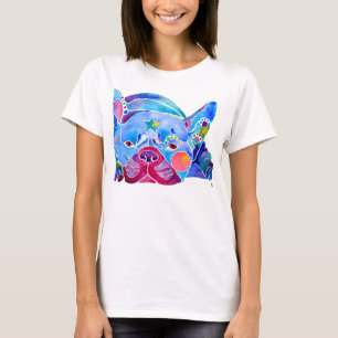 Camiseta Bulldog francés en azules