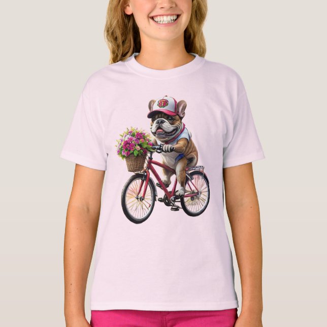 Camiseta Bulldog Francés en bicicleta (Anverso)
