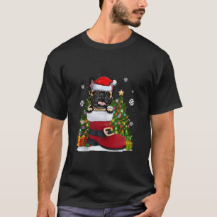 Camiseta Bulldog francés en el zapato Santa Hat una fea Nav