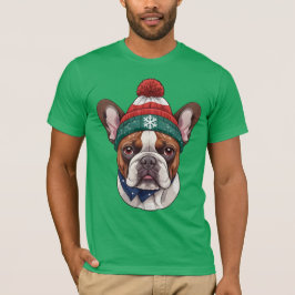 Camiseta Bulldog francés en Gorra de Nieve - Perro Navidad 
