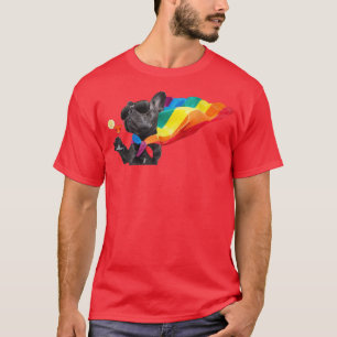 Camiseta Bulldog francés en la bandera arcoiris del Orgullo