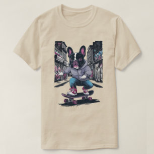 Camiseta Bulldog Francés en monopatín