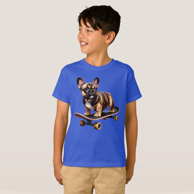 Camiseta Bulldog francés en patineta (Anverso completo)