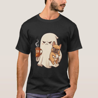 Camiseta Bulldog Francés Fantasma Gruñón con Café Espeluzna