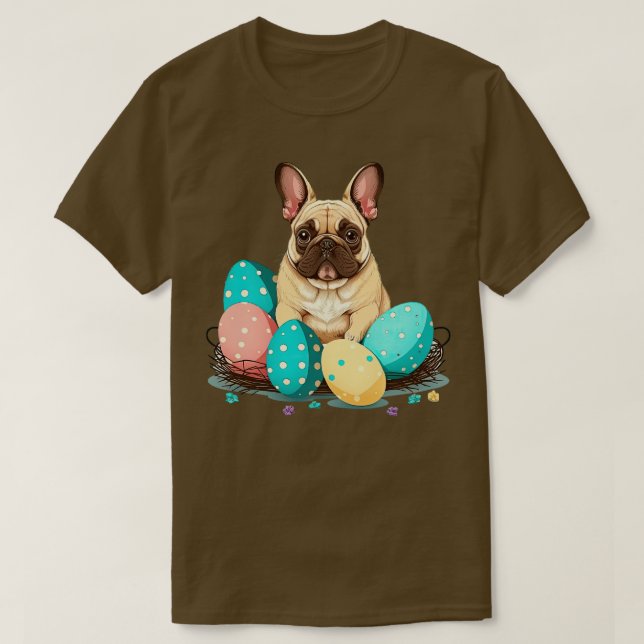 Camiseta Bulldog francés feliz día de Pascua 1 (Diseño del anverso)